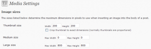 WordPress media settings