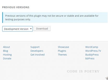 WordPress plugins previous versions